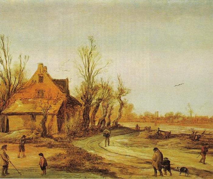 Esaias Van de Velde A Winter Landscape oil painting image